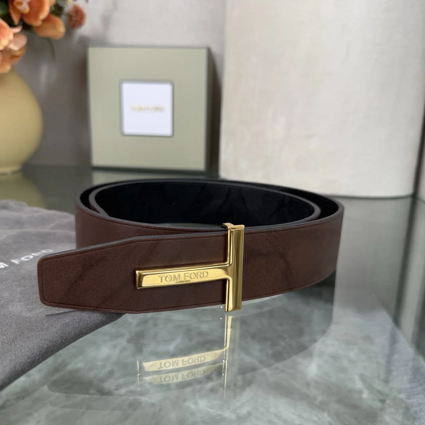 TOM FORD Belts Calf Leather (Black-Brown) 170202607050772 - Image 2