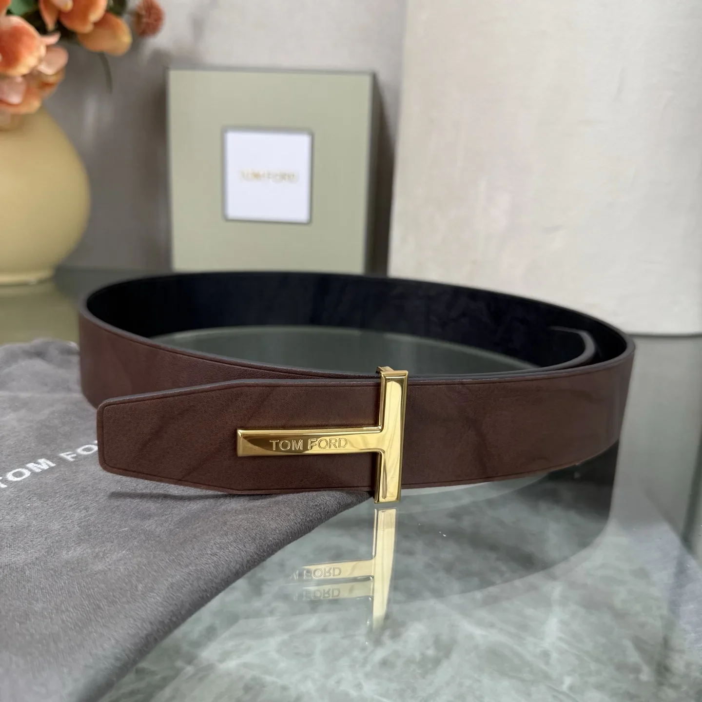 TOM FORD Belts Calf Leather (Black-Brown) 170202607050772 - Image 3
