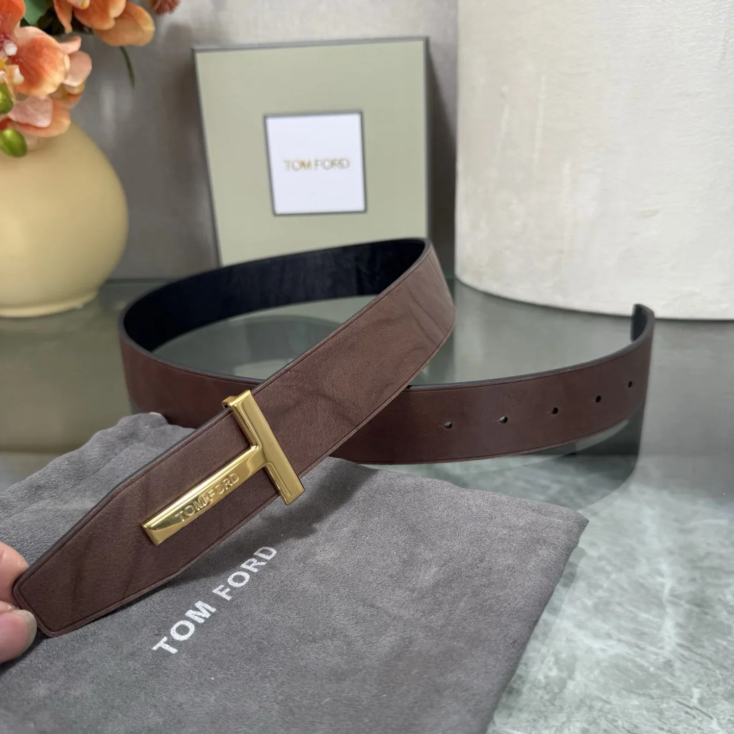 TOM FORD Belts Calf Leather (Black-Brown) 170202607050772 - Image 4