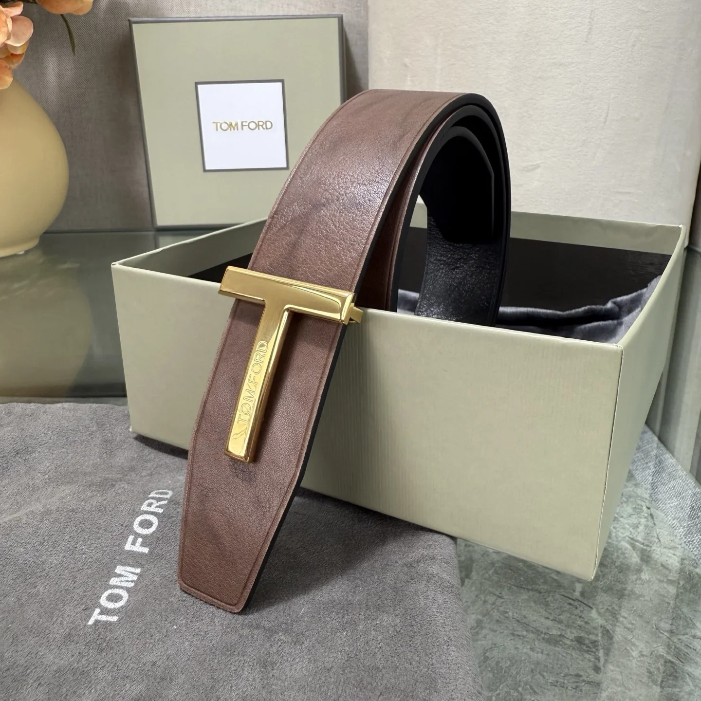 TOM FORD Belts Calf Leather (Black-Brown) 170202607050772 - Image 6