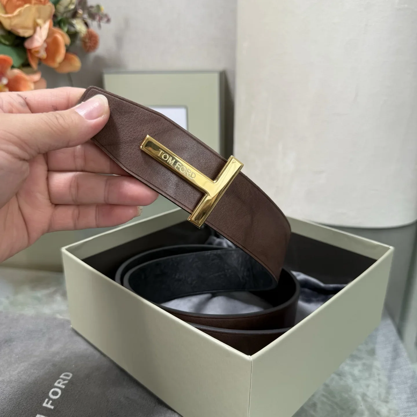 TOM FORD Belts Calf Leather (Black-Brown) 170202607050772 - Image 7