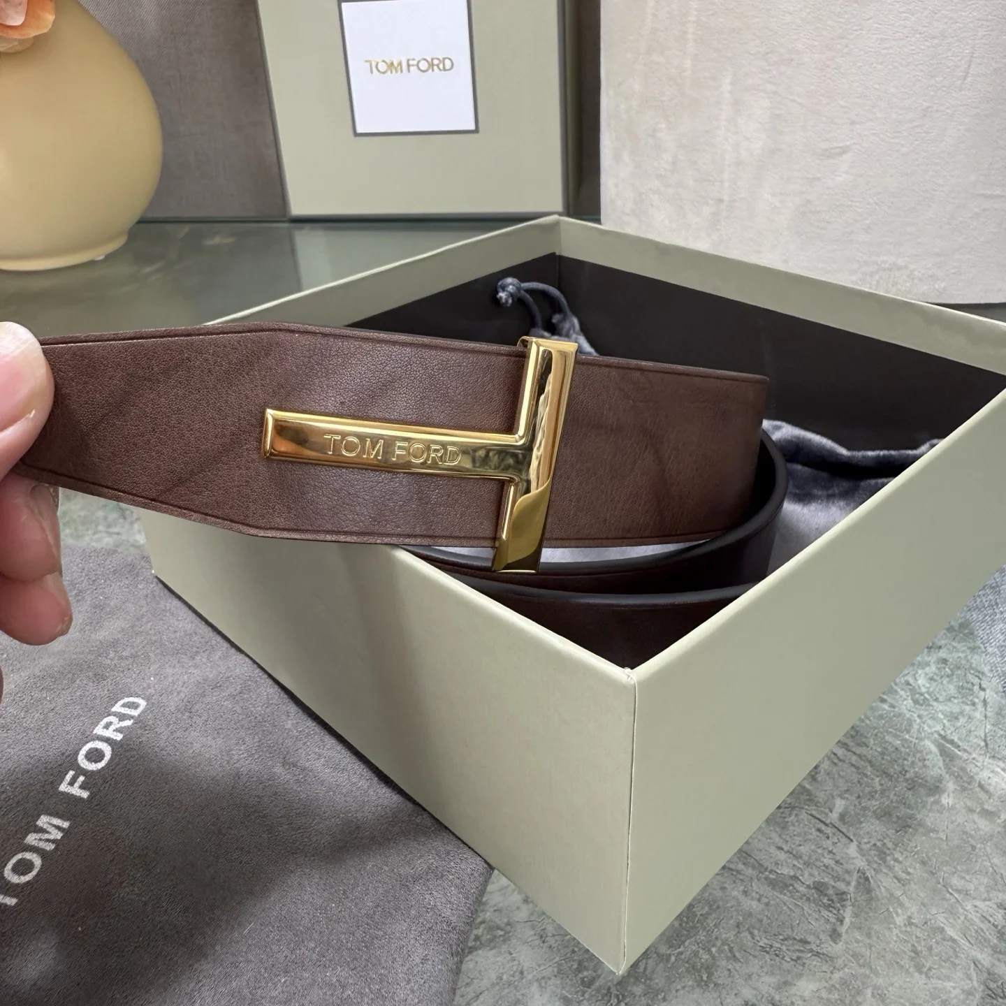 TOM FORD Belts Calf Leather (Black-Brown) 170202607050772 - Image 8