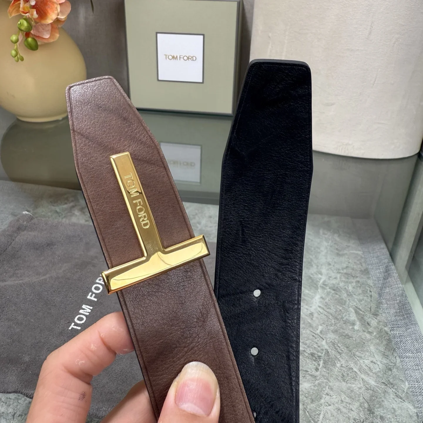 TOM FORD Belts Calf Leather (Black-Brown) 170202607050772 - Image 9