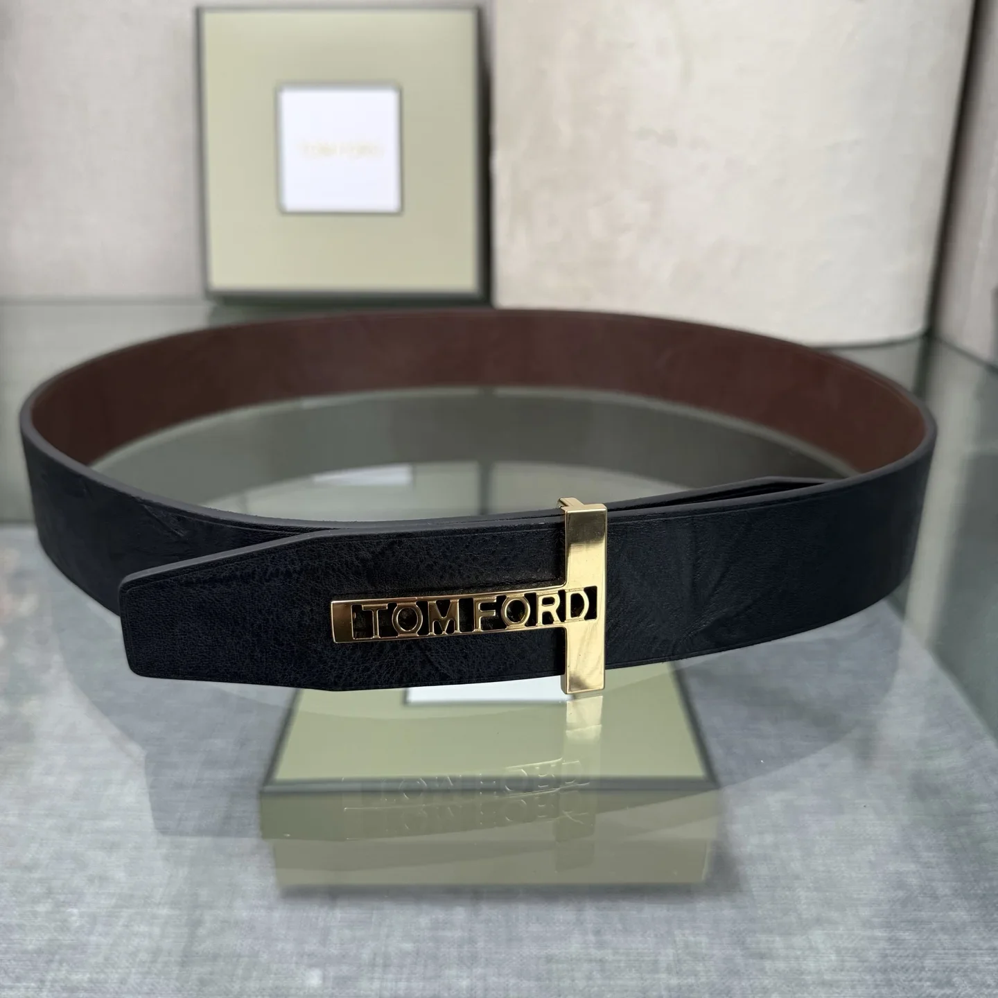 TOM FORD Belts Calfskin Leather (Black-Brown) 170202607050768 - Image 2