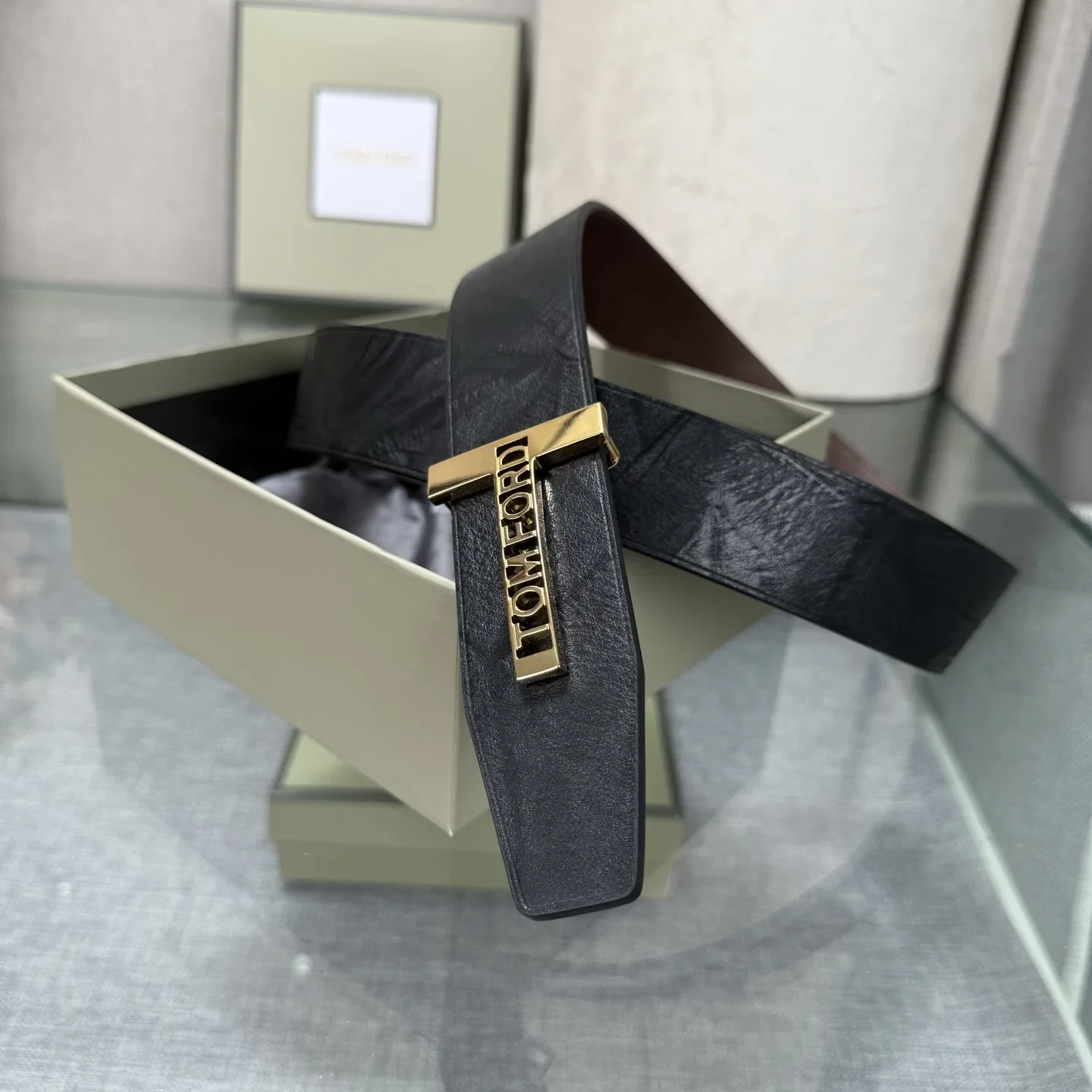 TOM FORD Belts Calfskin Leather (Black-Brown) 170202607050768 - Image 4