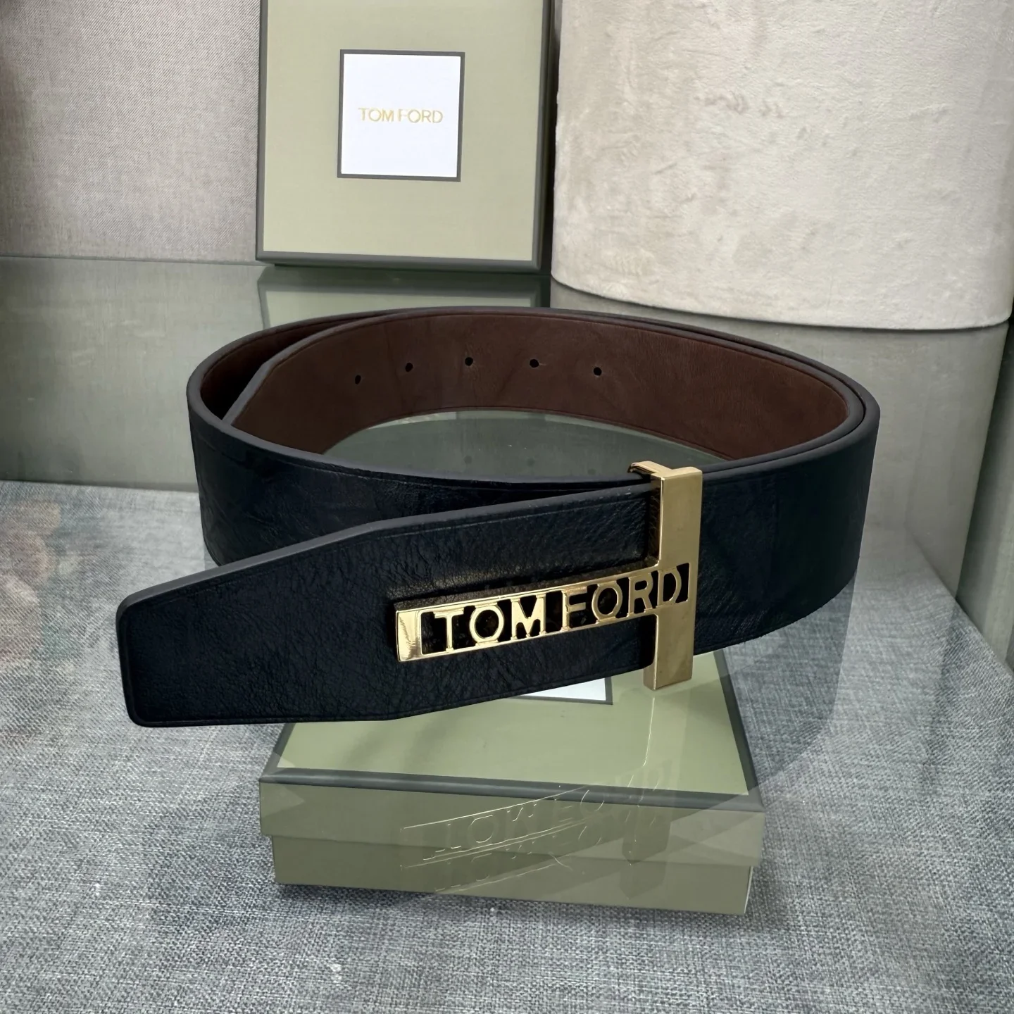 TOM FORD Belts Calfskin Leather (Black-Brown) 170202607050768 - Image 5