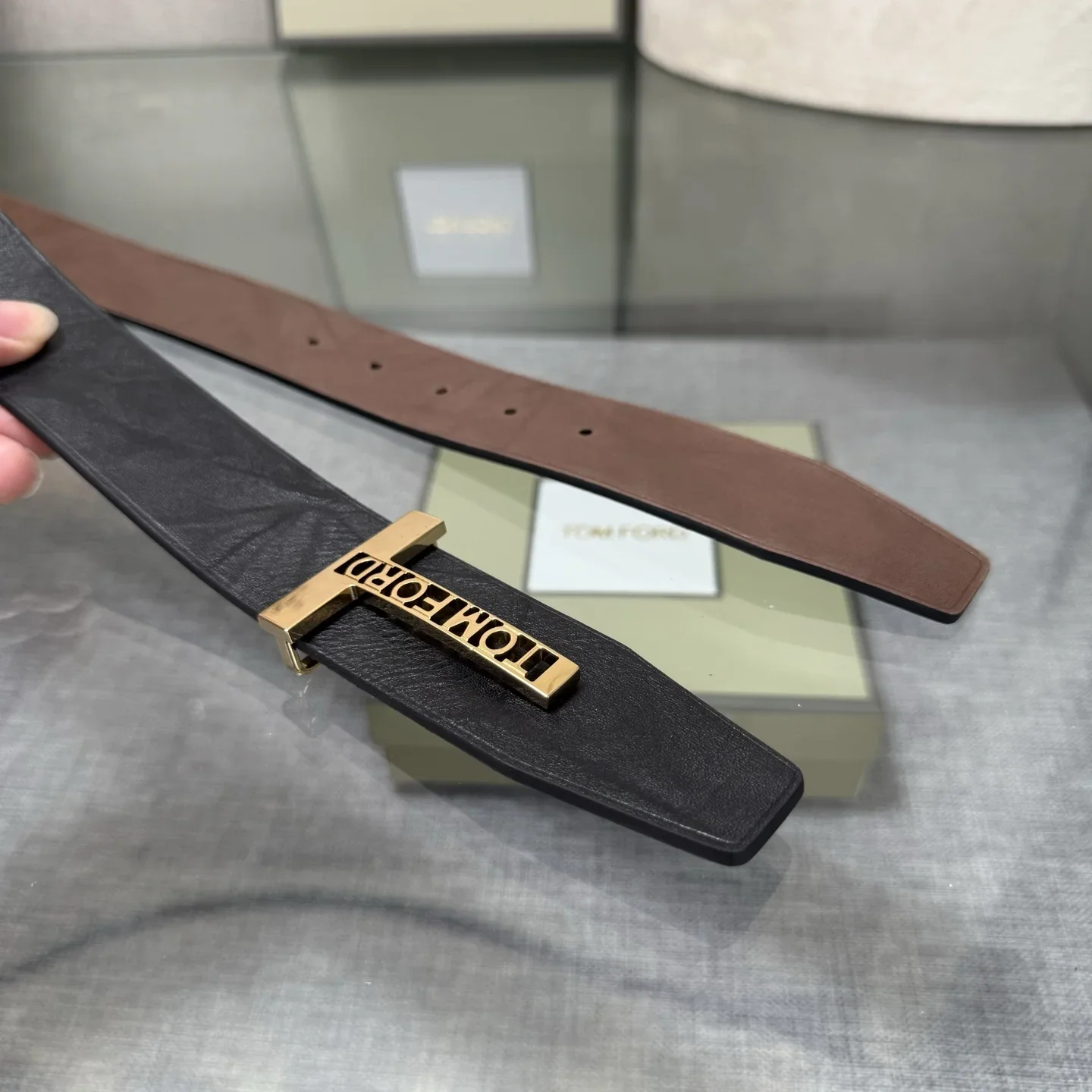 TOM FORD Belts Calfskin Leather (Black-Brown) 170202607050768 - Image 6