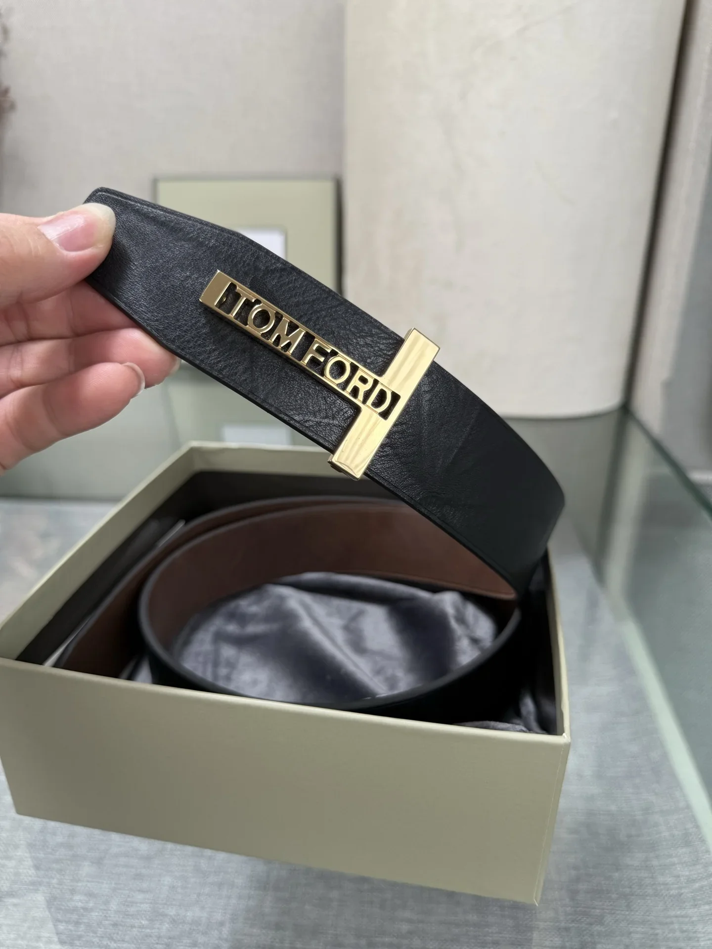 TOM FORD Belts Calfskin Leather (Black-Brown) 170202607050768 - Image 8