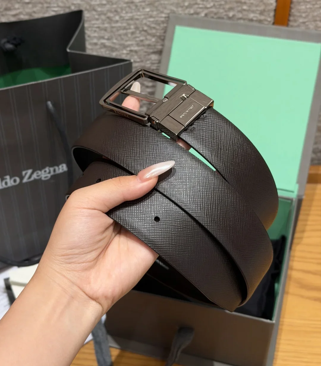 ZEGNA Belts Leather 3.5cm Width 170202607050860 - Image 4