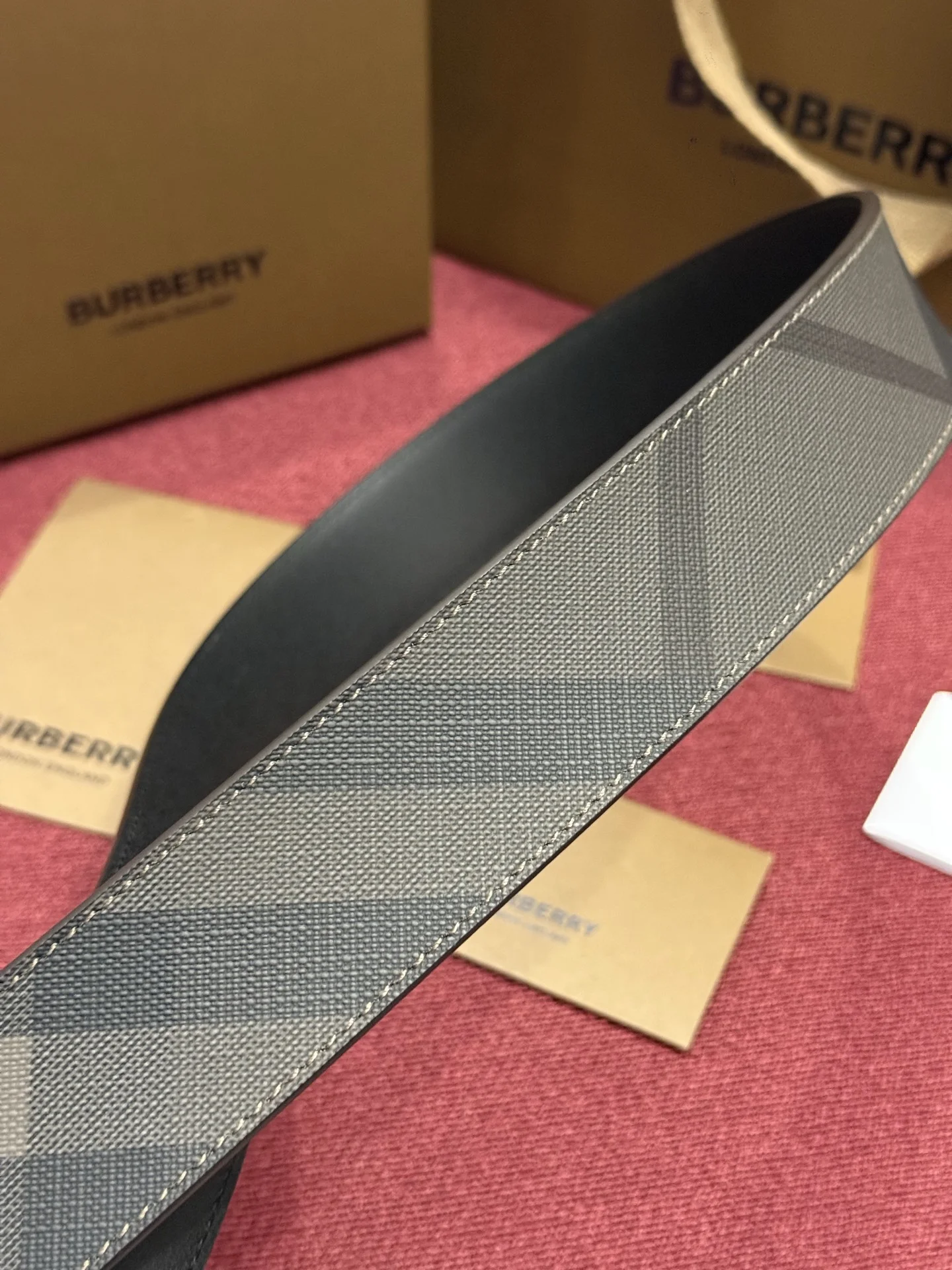 BURBERRY Belts Check Canvas Leather 4.0CM 4.0cm Width A60202608050218 - Image 6