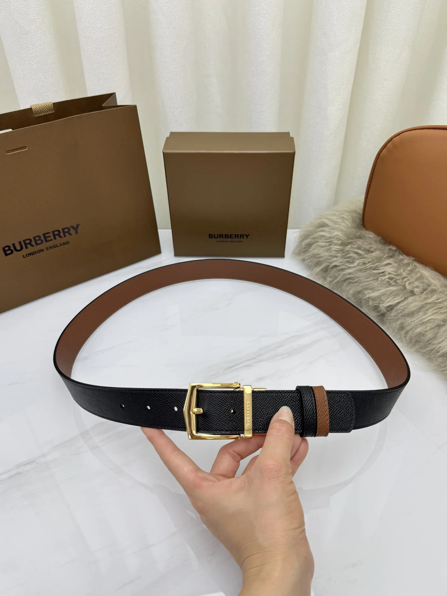 BURBERRY Belts Leather 3.5cm Width A60202608050691 - Image 7