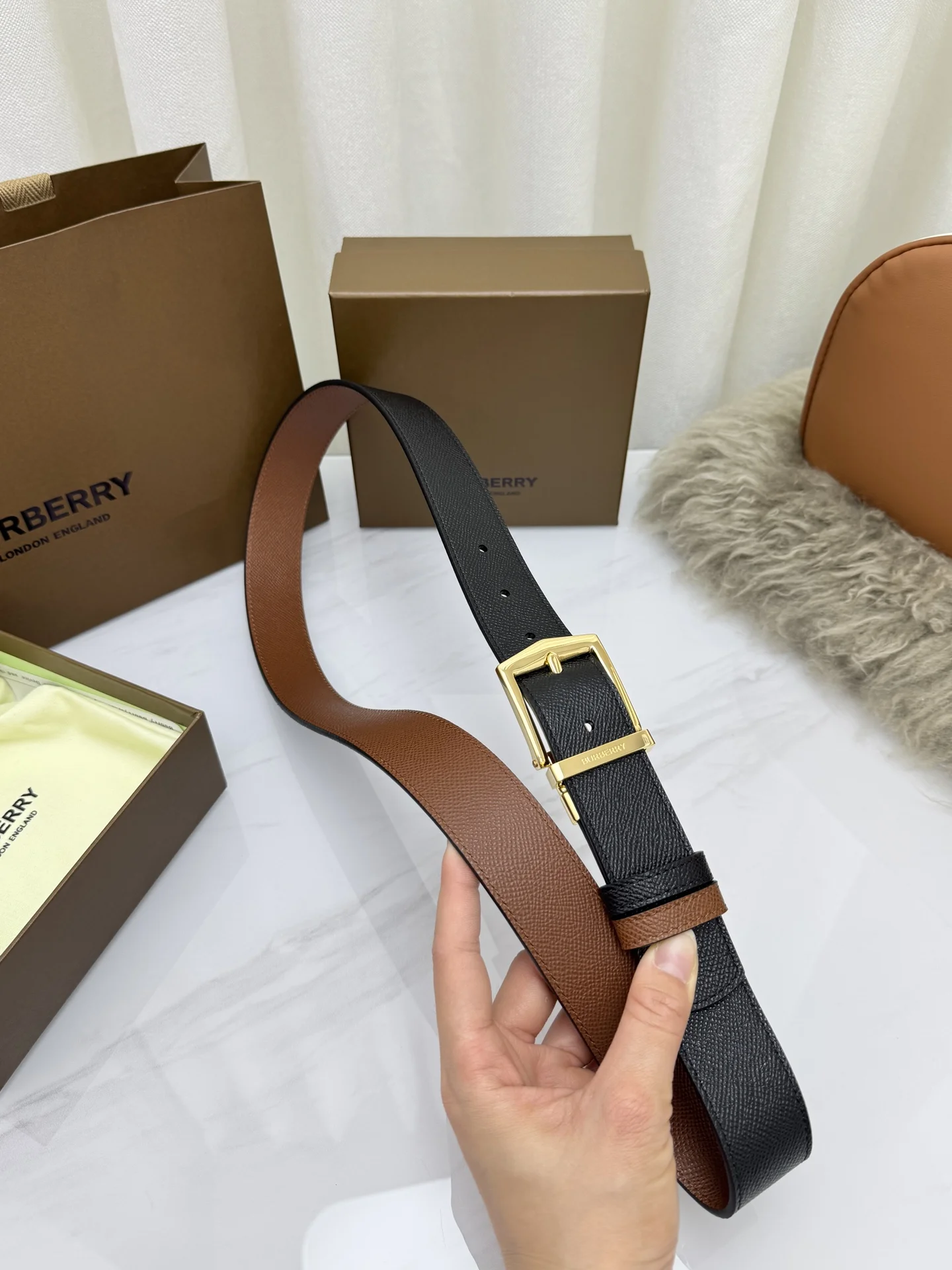 BURBERRY Belts Leather 3.5cm Width A60202608050691 - Image 8
