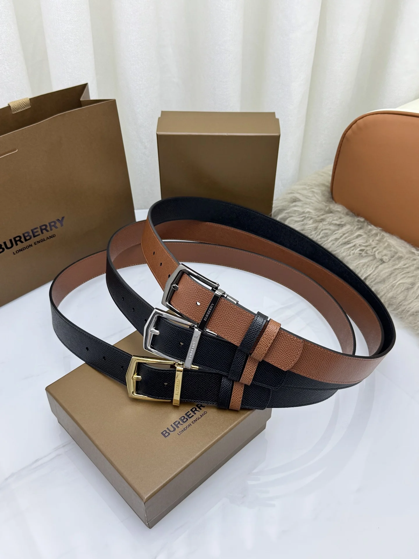BURBERRY Belts Leather 3.5cm Width A60202608050691 - Image 9