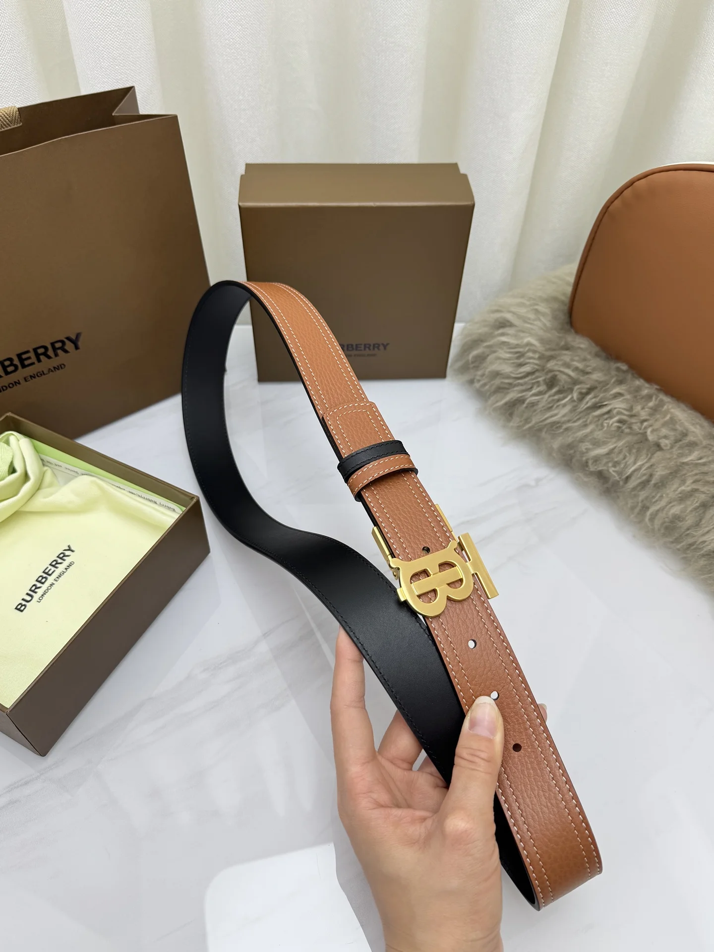 BURBERRY Belts Top Layer Leather 3.5cm Width A70202608050599 - Image 7
