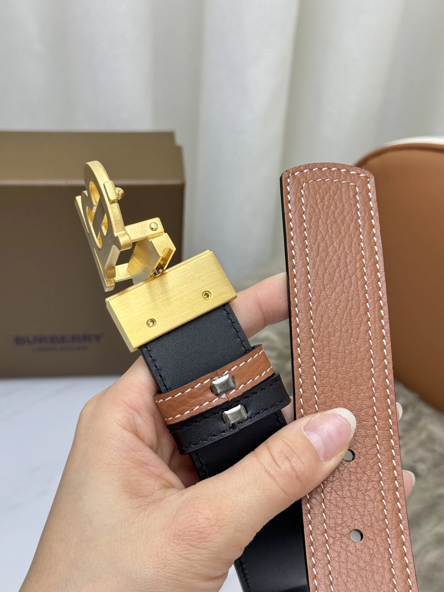 BURBERRY Belts Top Layer Leather 3.5cm Width A70202608050599 - Image 8
