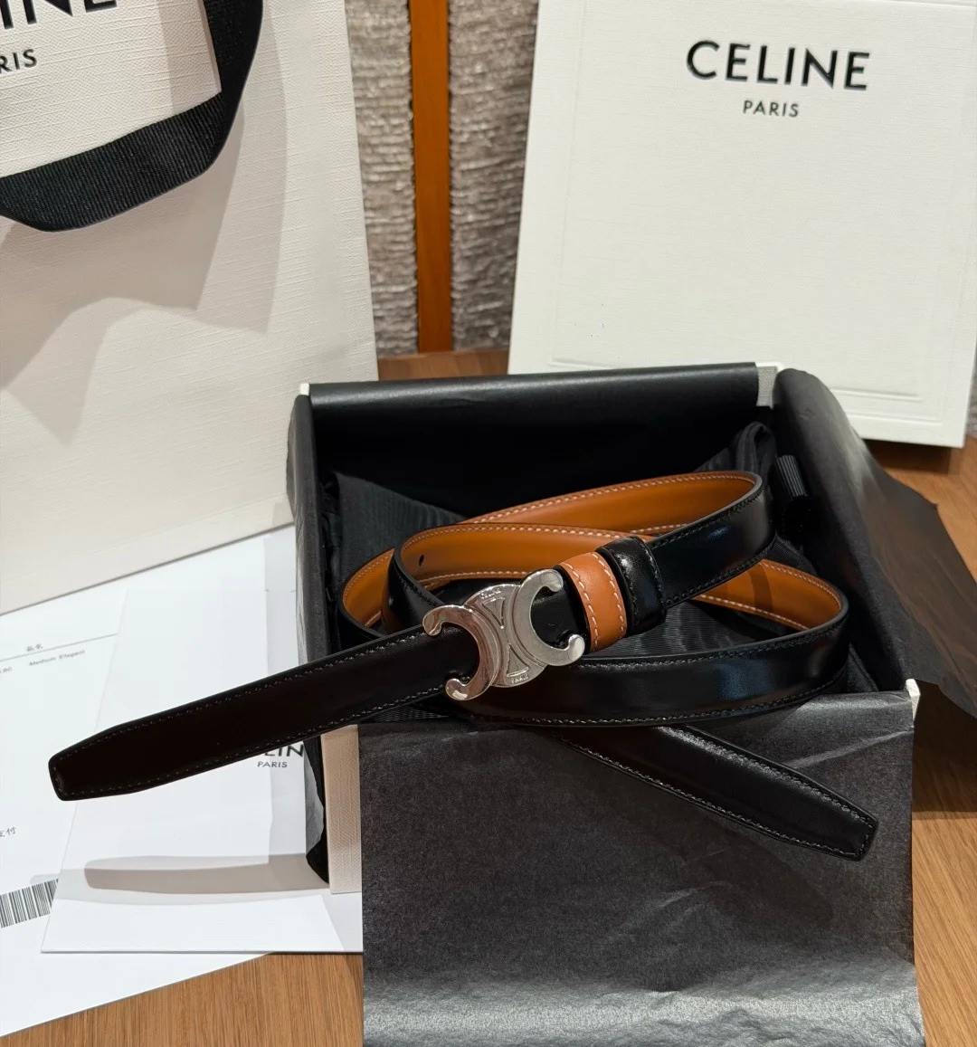 CELINE Belts Taurillon Leather 0.7cm Width A60202608050372