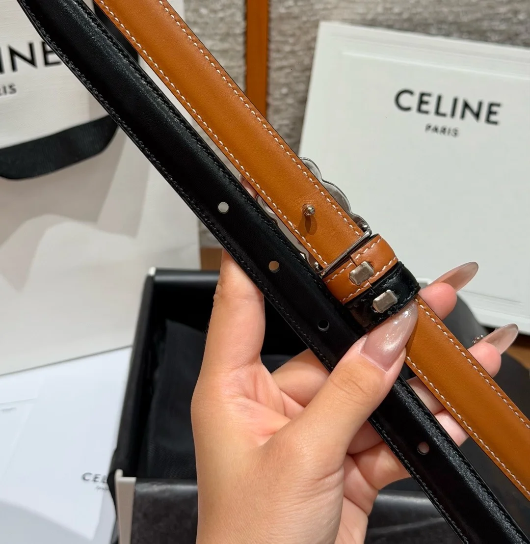 CELINE Belts Taurillon Leather 0.7cm Width A60202608050372 - Image 9