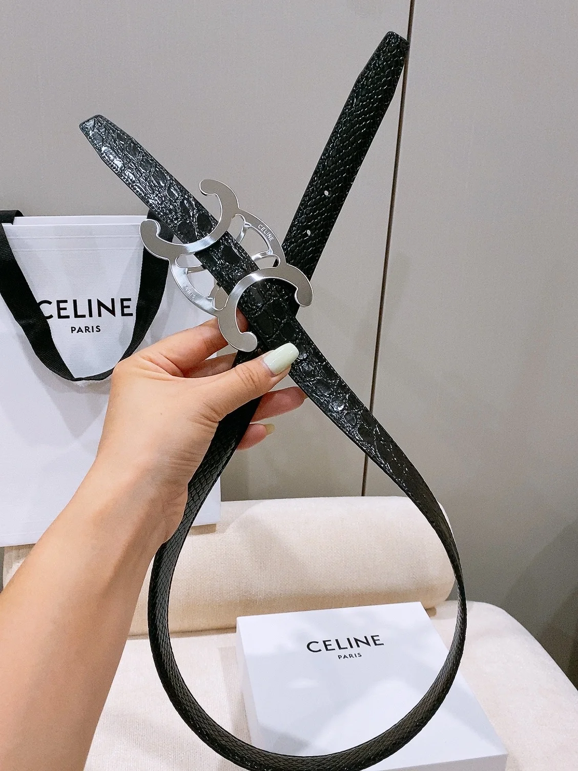 CELINE Belts Taurillon Leather 25cm Width B20202608050036 - Image 4