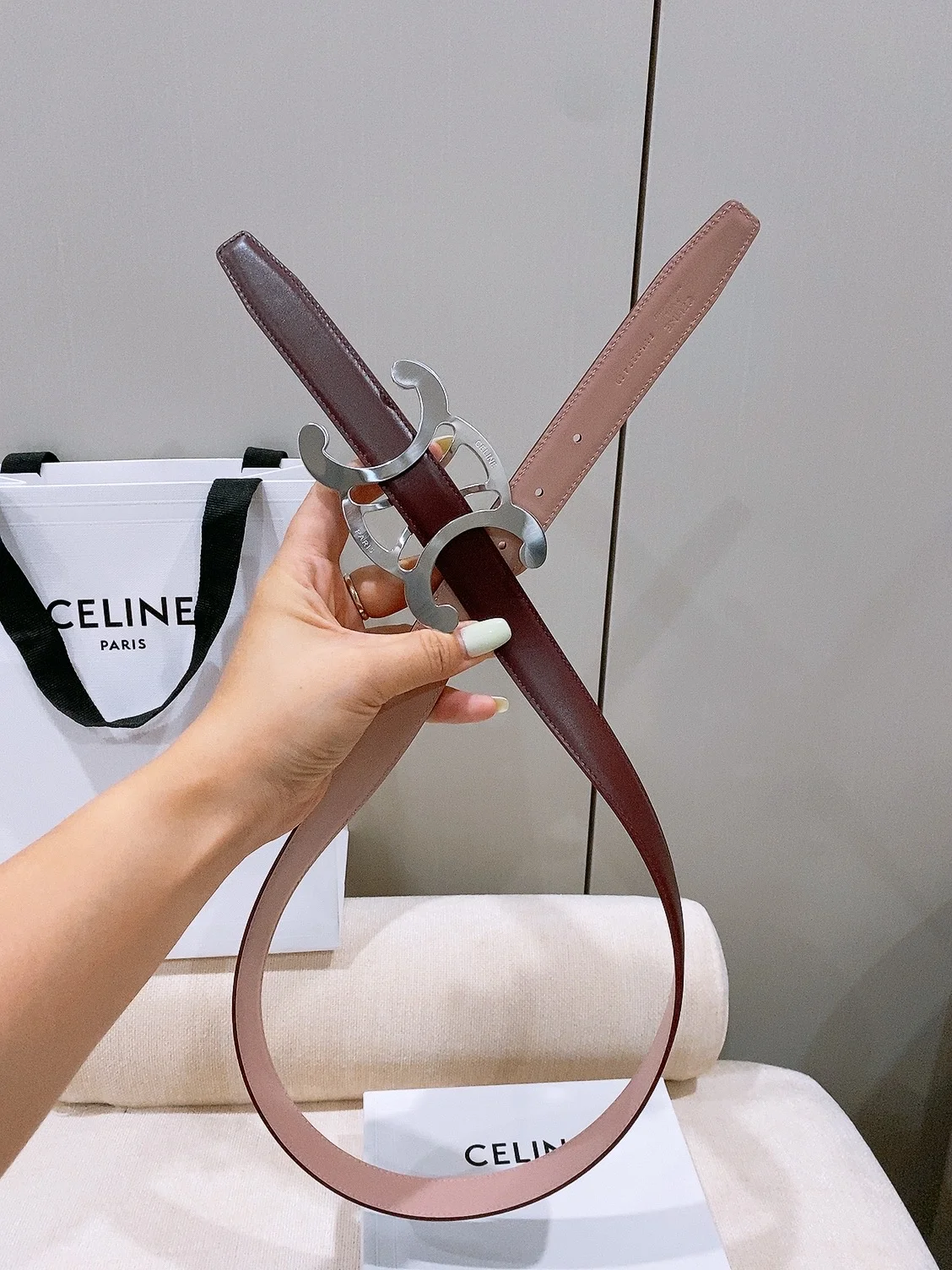 CELINE Belts Taurillon Leather 25cm Width B20202608050036 - Image 6