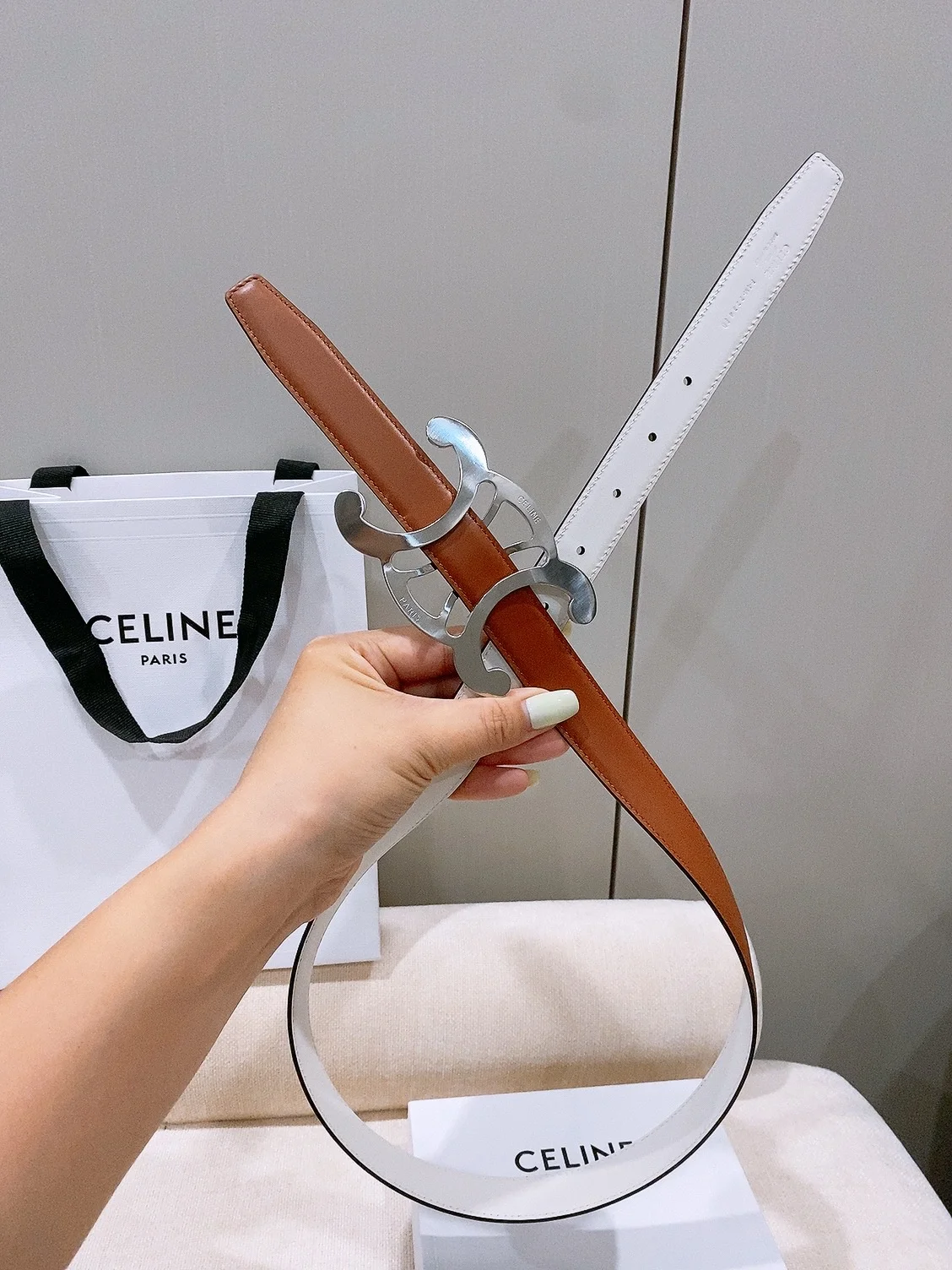 CELINE Belts Taurillon Leather 25cm Width B20202608050036 - Image 7
