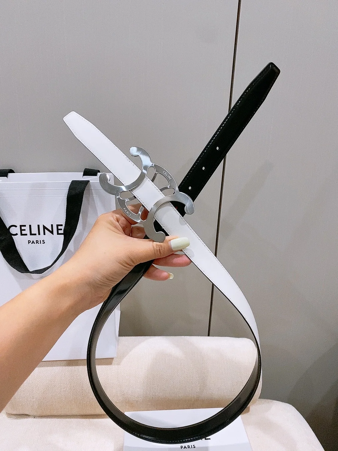 CELINE Belts Taurillon Leather 25cm Width B20202608050036 - Image 8