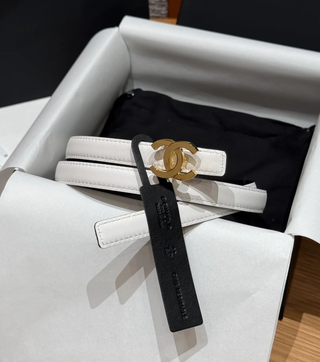 CHANEL Belts Calfskin Leather One Size 1.5cm Width A50202608050170