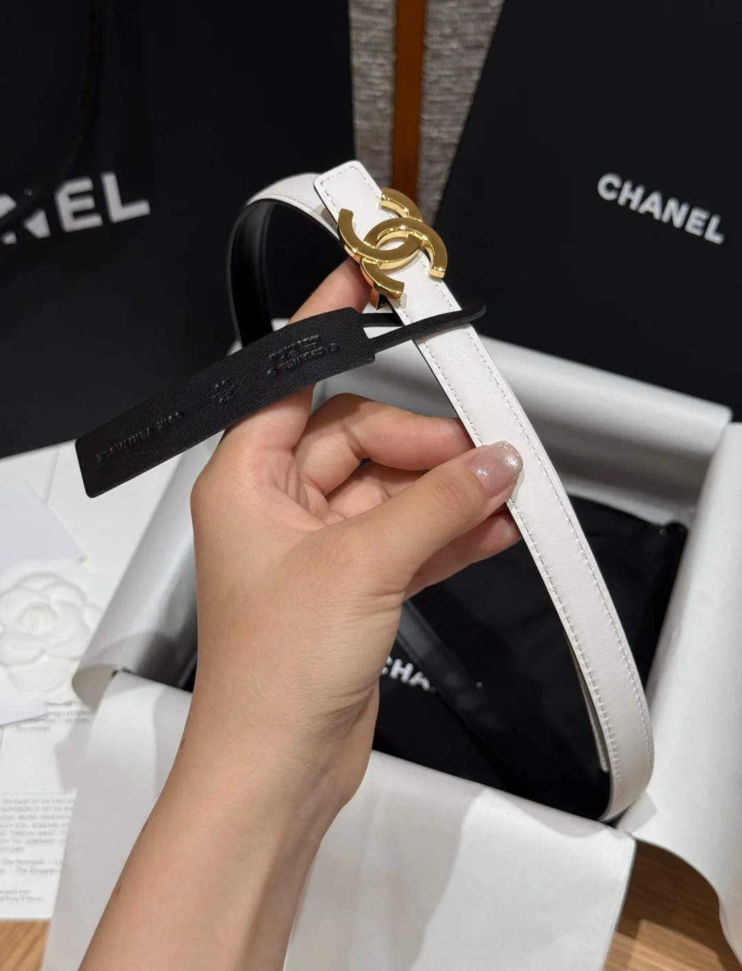 CHANEL Belts Calfskin Leather One Size 1.5cm Width A50202608050170 - Image 4