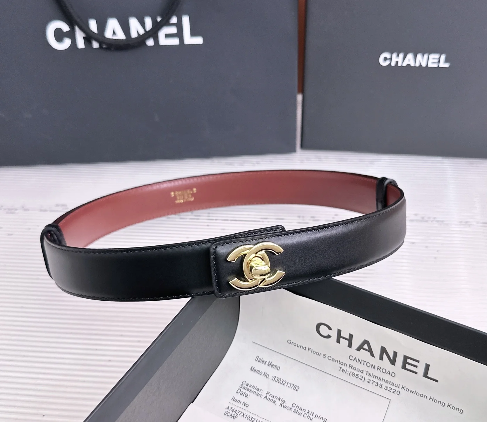CHANEL Belts Top-grain Leather One Size A90202608050148