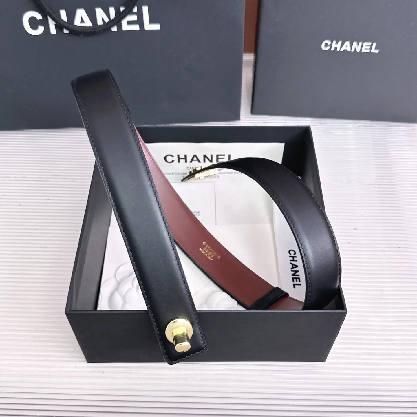 CHANEL Belts Top-grain Leather One Size A90202608050148 - Image 4
