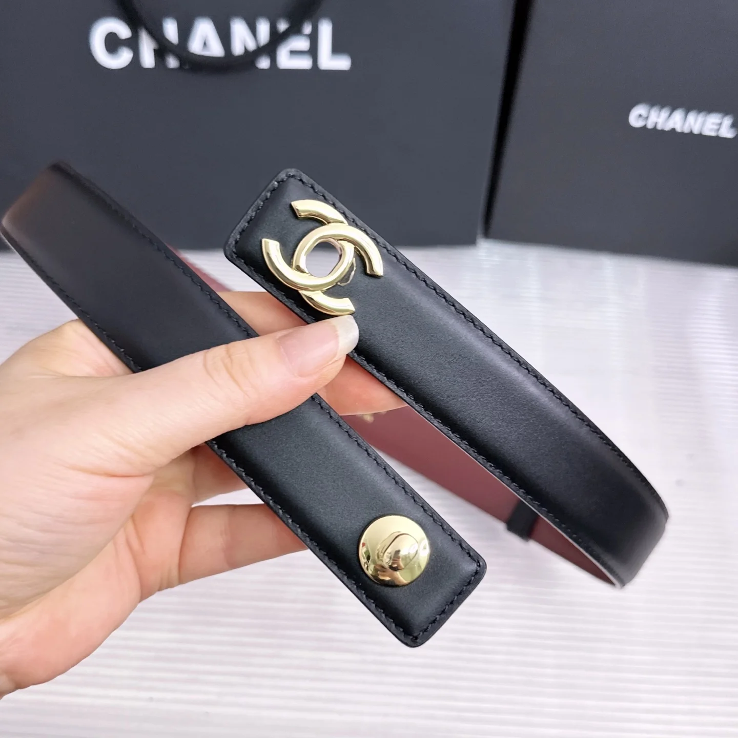 CHANEL Belts Top-grain Leather One Size A90202608050148 - Image 5