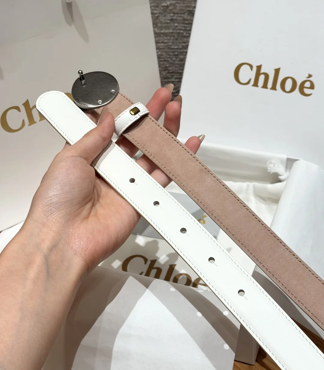 CHLOE Belts Calf Leather One Size 2.5cm Width A70202608050021 - Image 7