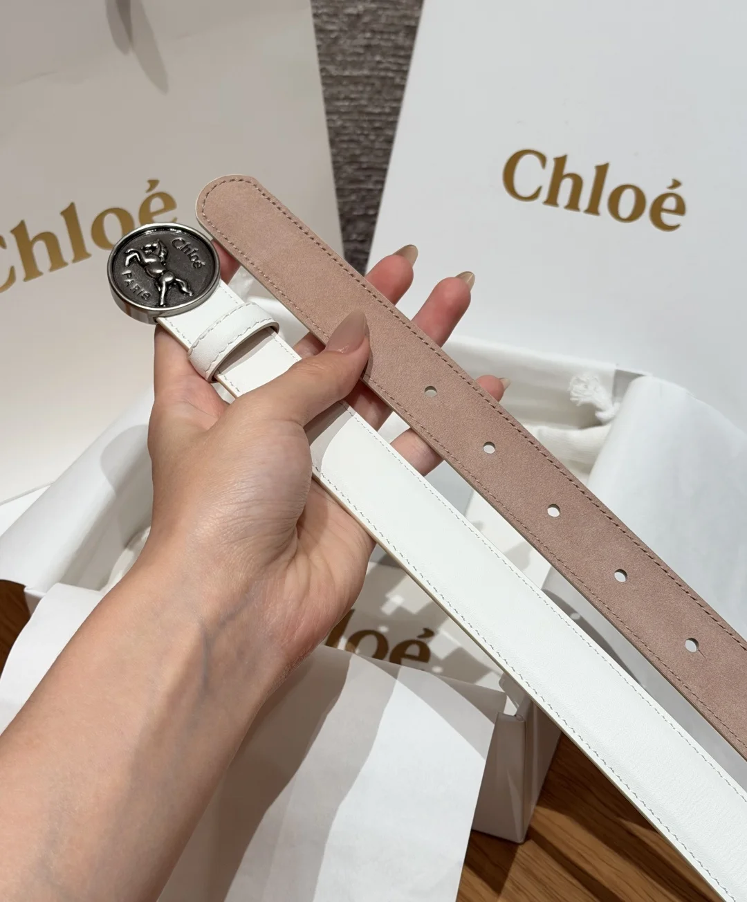 CHLOE Belts Calf Leather One Size 2.5cm Width A70202608050021 - Image 8