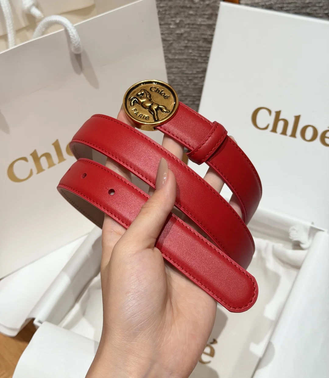 CHLOE Belts Calf Leather One Size 2.5cm Width A70202608050026 - Image 2