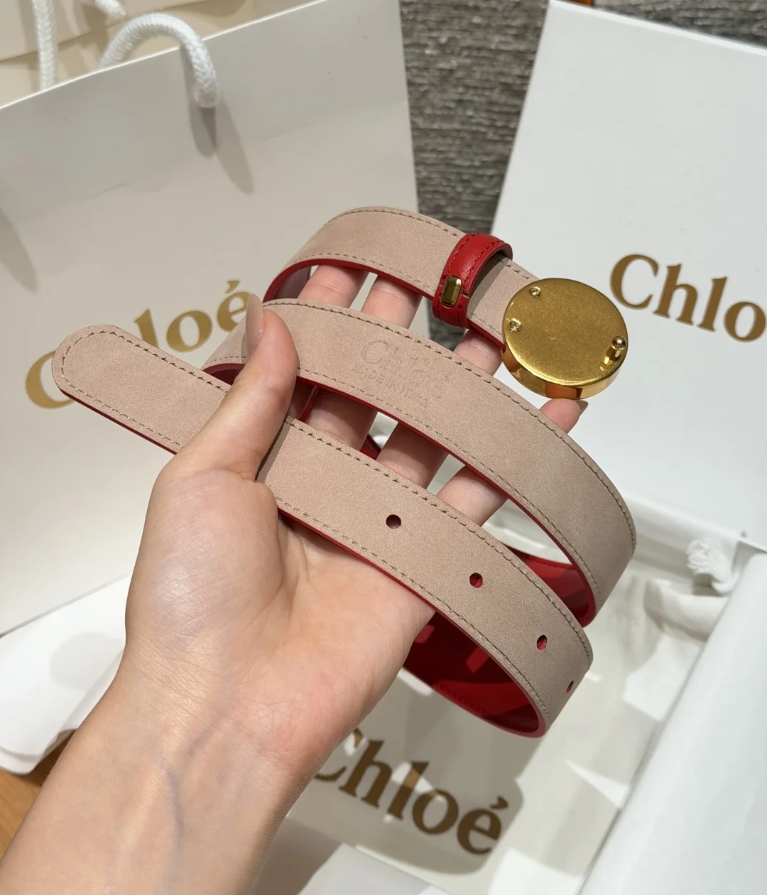 CHLOE Belts Calf Leather One Size 2.5cm Width A70202608050026 - Image 3