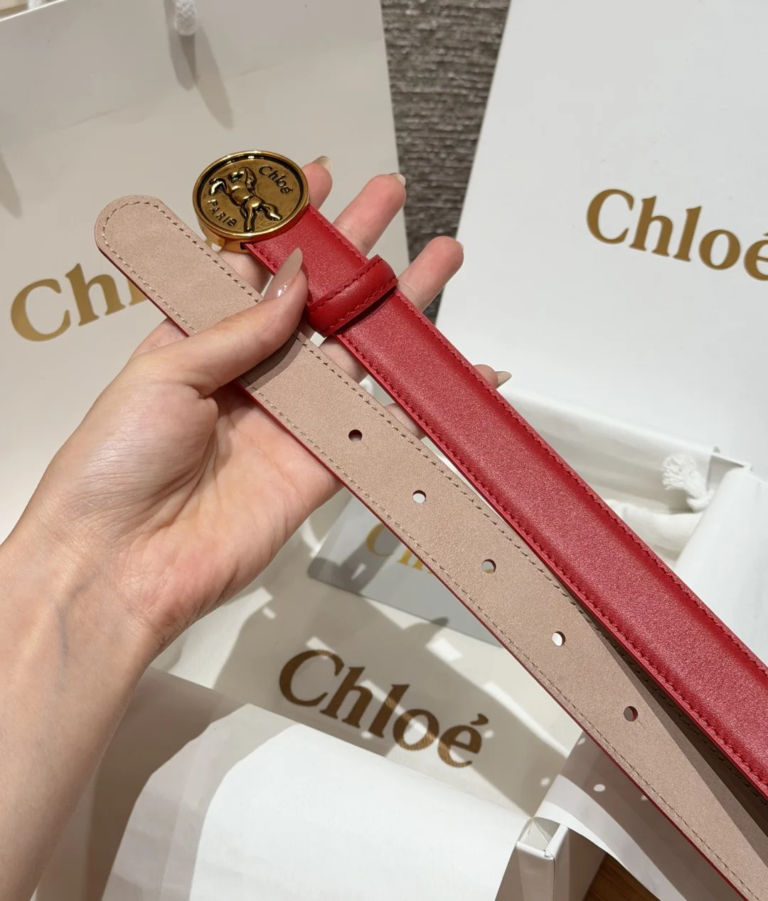 CHLOE Belts Calf Leather One Size 2.5cm Width A70202608050026 - Image 7