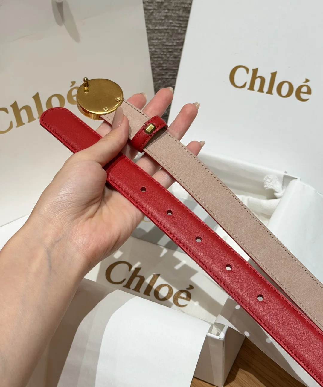 CHLOE Belts Calf Leather One Size 2.5cm Width A70202608050026 - Image 8