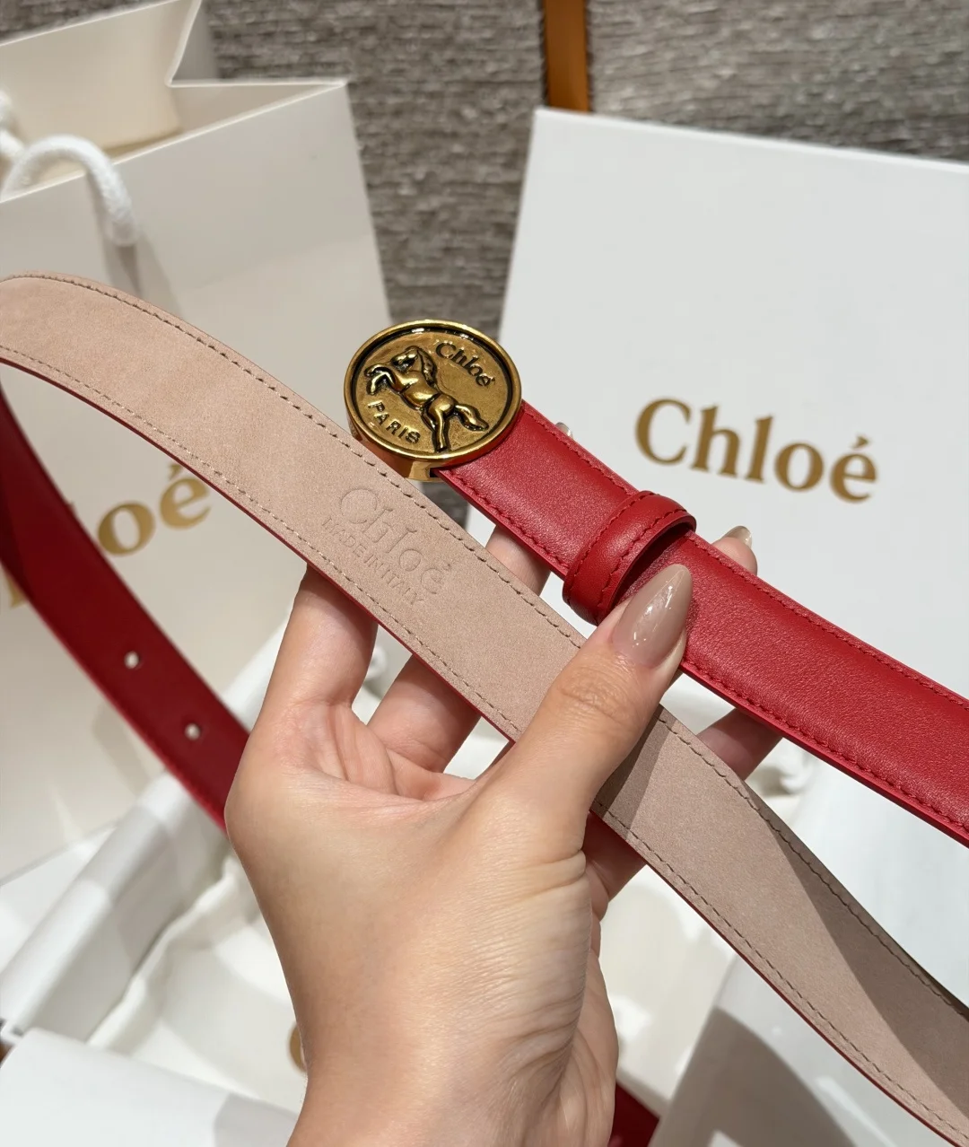 CHLOE Belts Calf Leather One Size 2.5cm Width A70202608050026 - Image 9