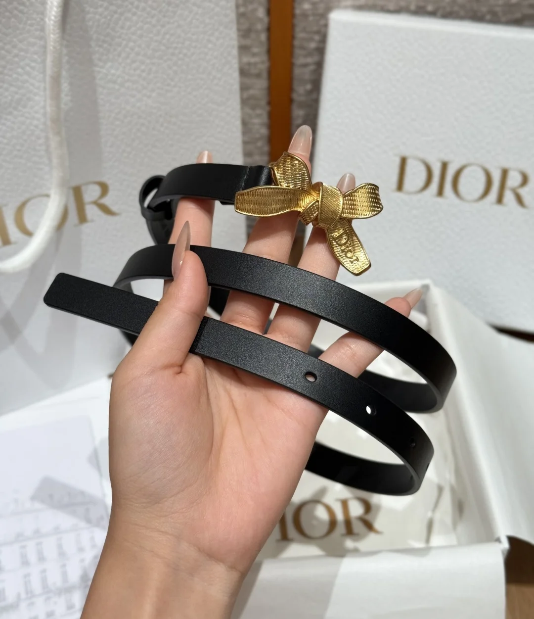 DIOR Belts Calf Leather One Size 1.5cm Width A70202608050159 - Image 2