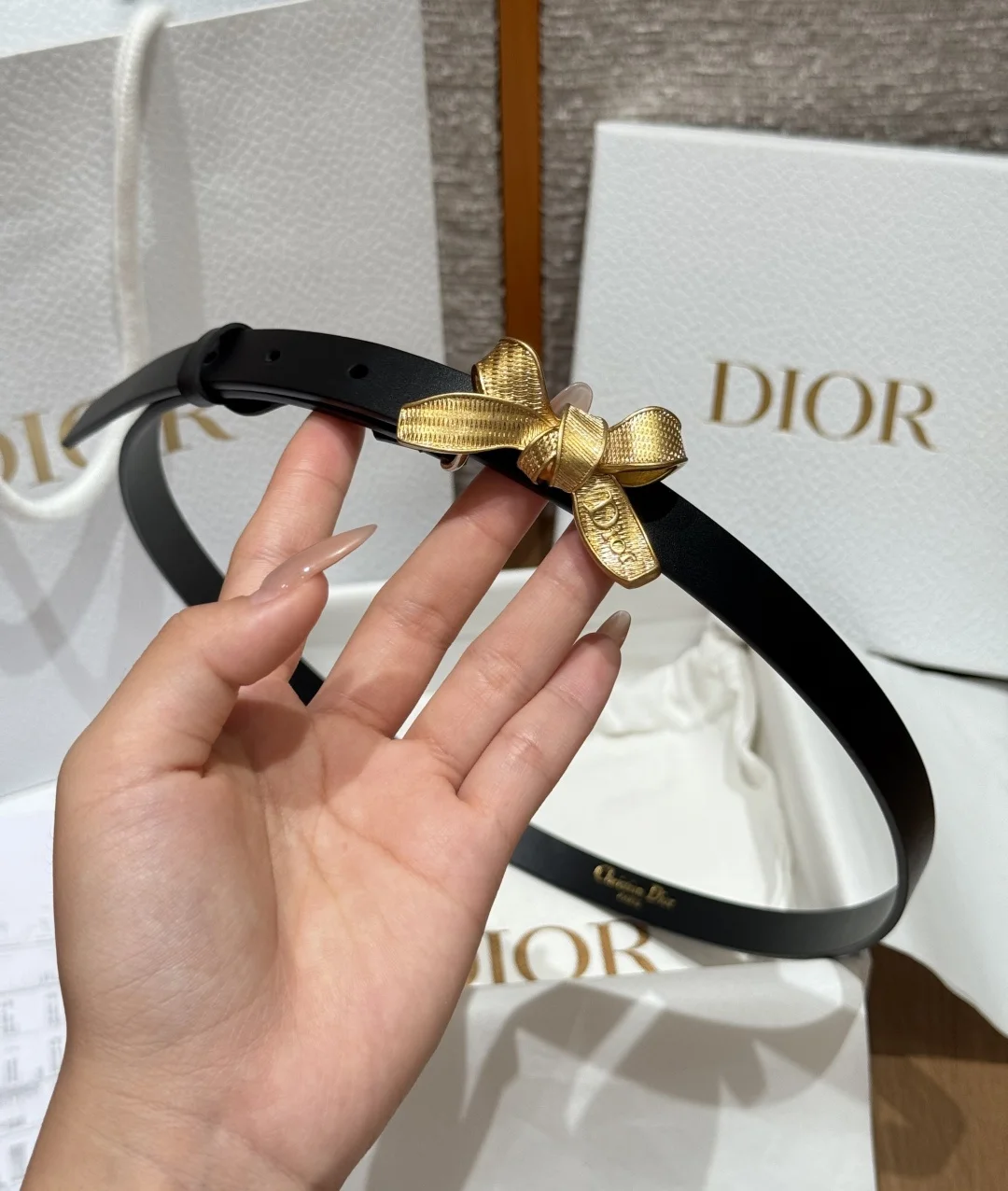DIOR Belts Calf Leather One Size 1.5cm Width A70202608050159 - Image 3