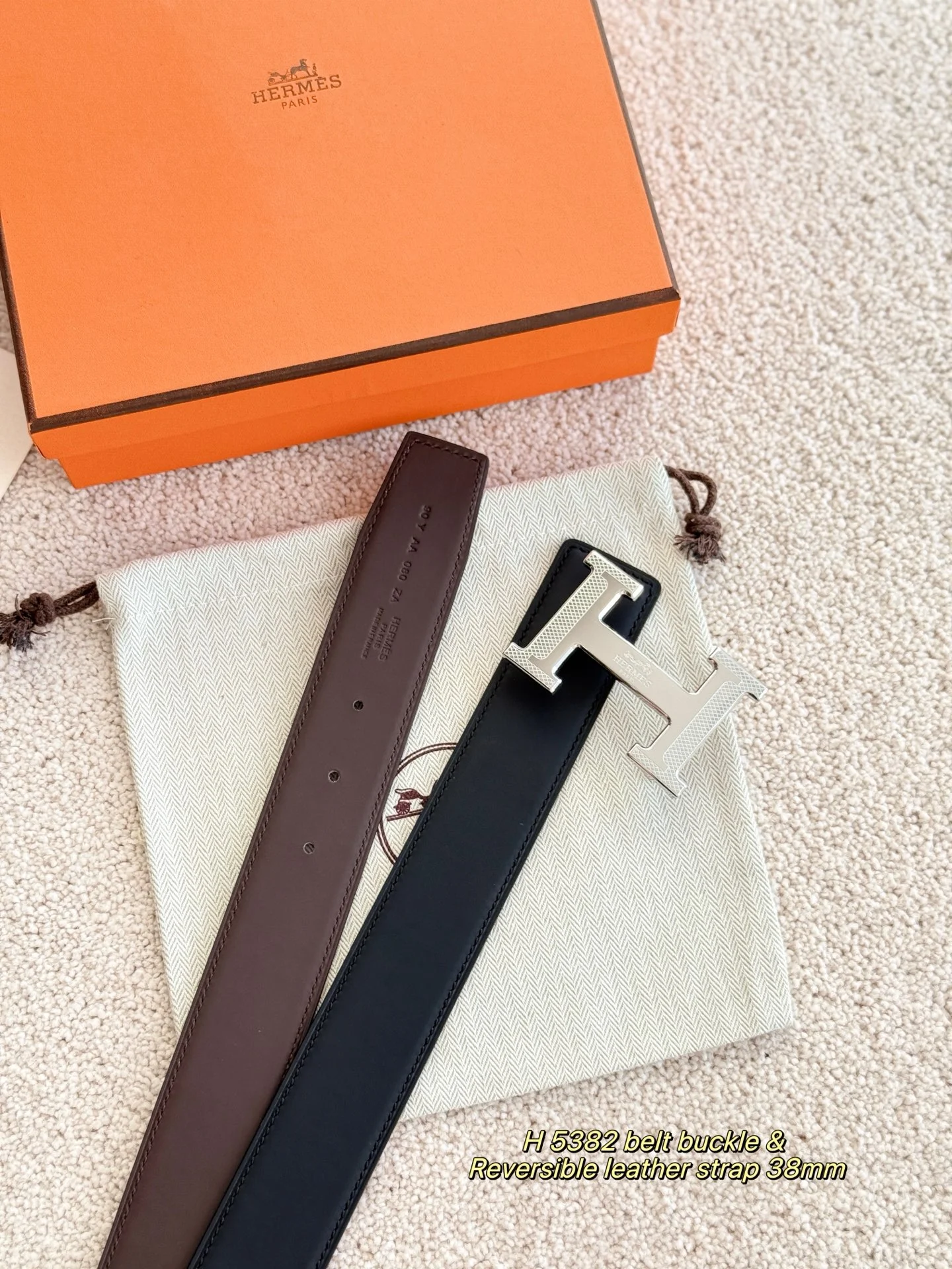 HERMES Belts Togo Leather 3.8cm Width A70202608050596