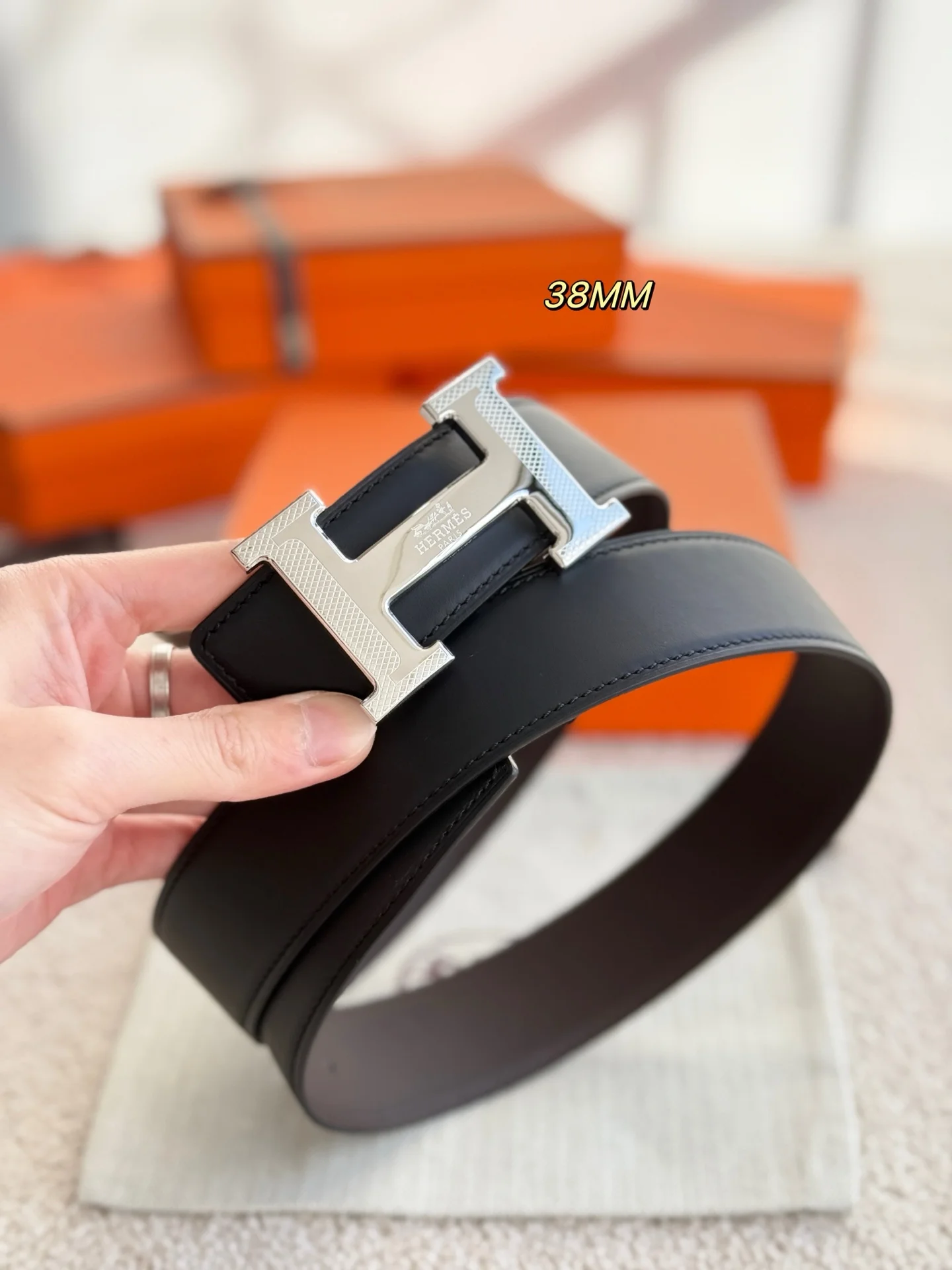 HERMES Belts Togo Leather 3.8cm Width A70202608050596 - Image 4