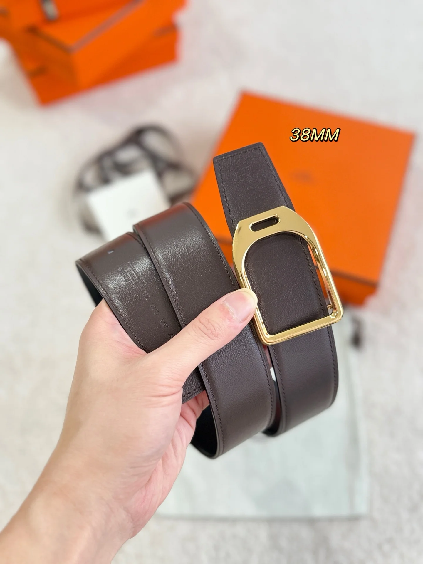 HERMES Belts Togo Leather 3.8cm Width A70202608050622 - Image 3