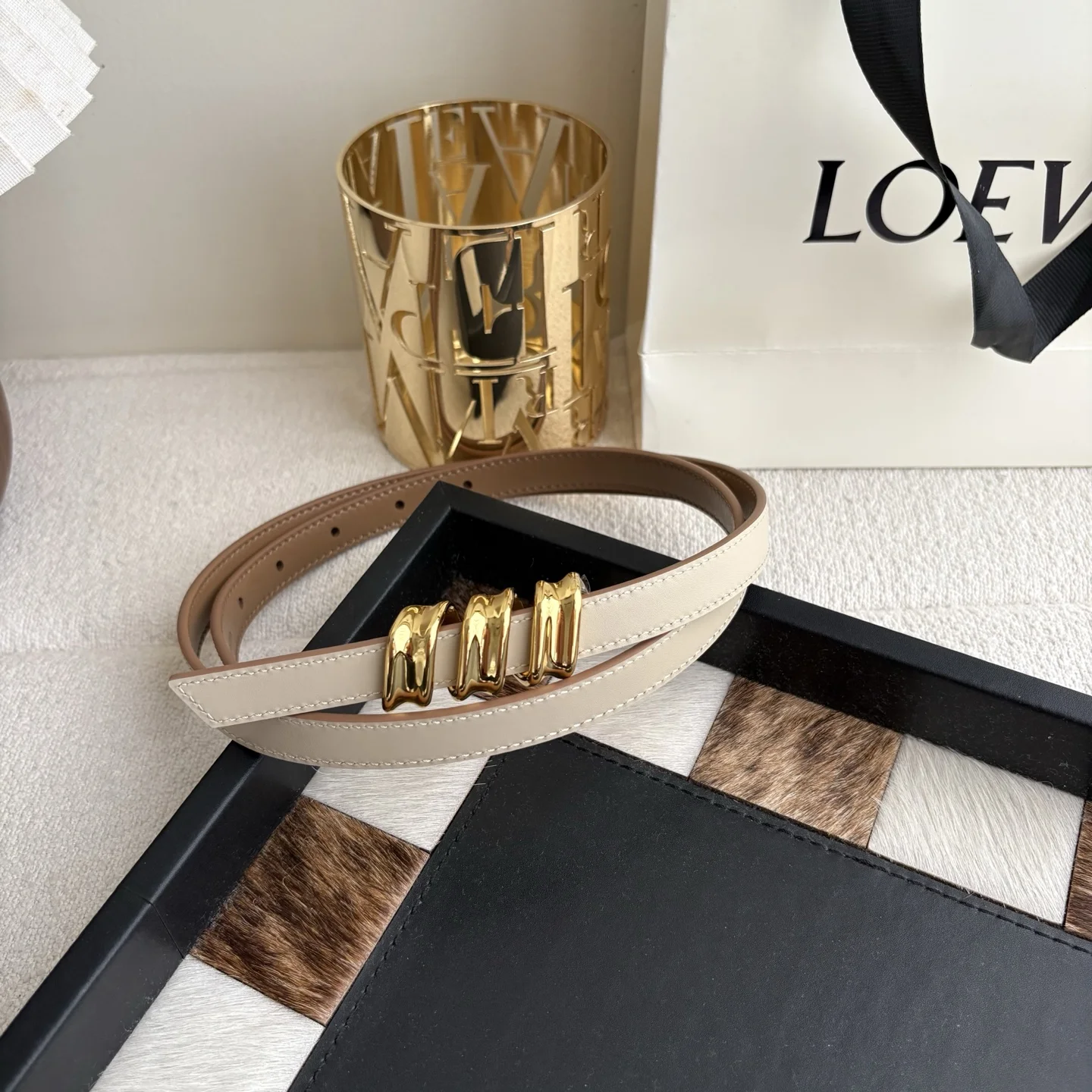 LOEWE Belts Calfskin Leather 1.5cm Width A70202608050043 - Image 2