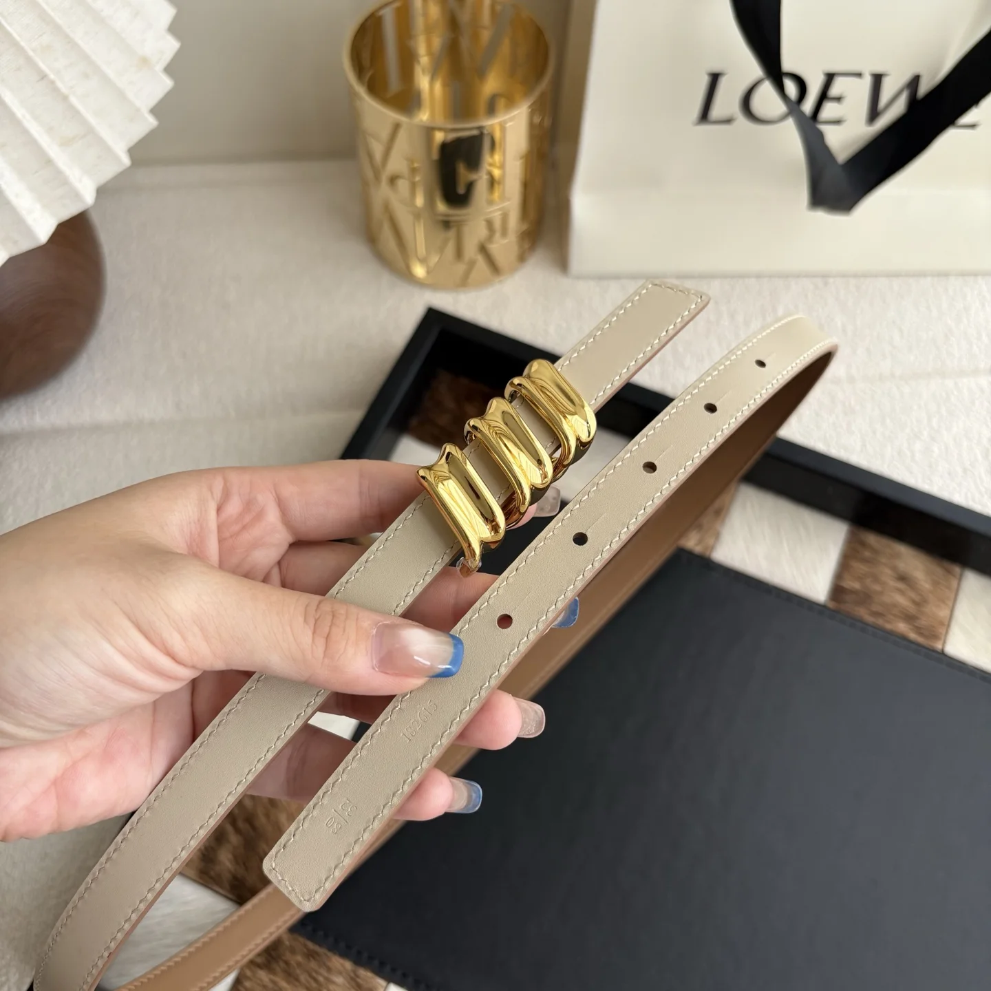LOEWE Belts Calfskin Leather 1.5cm Width A70202608050043 - Image 4