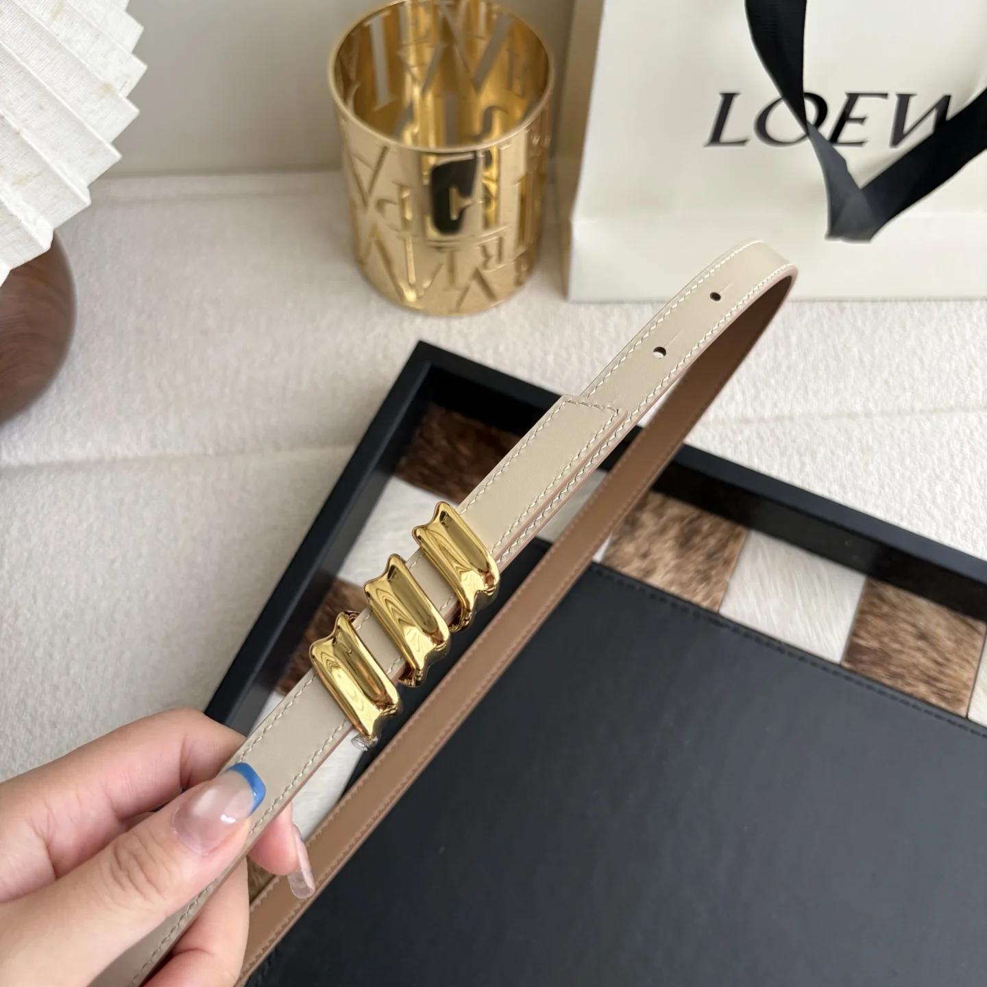 LOEWE Belts Calfskin Leather 1.5cm Width A70202608050043 - Image 5