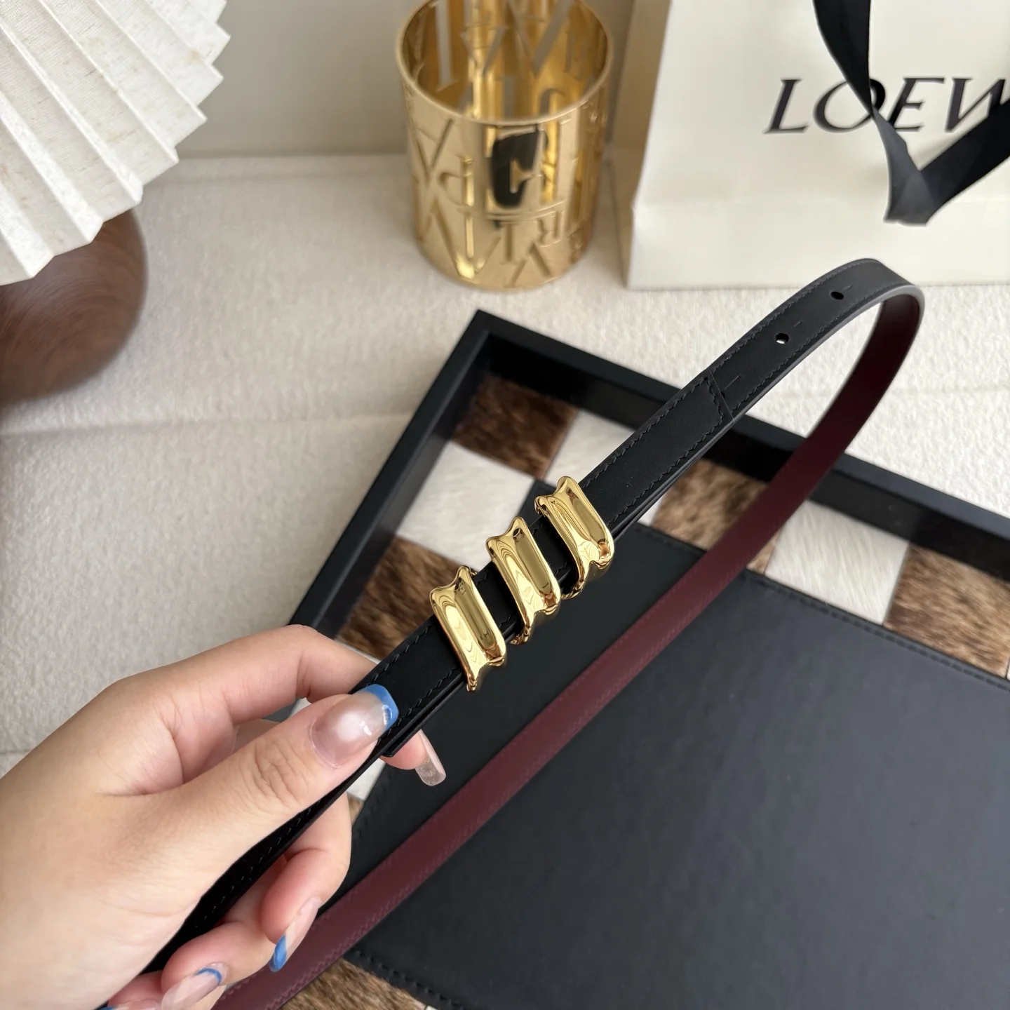 LOEWE Belts Smooth Calfskin One Size 1.5cm Width A70202608050040 - Image 5