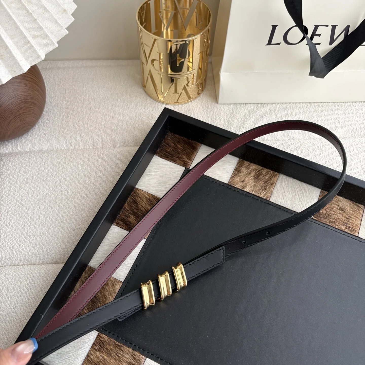 LOEWE Belts Smooth Calfskin One Size 1.5cm Width A70202608050040 - Image 6