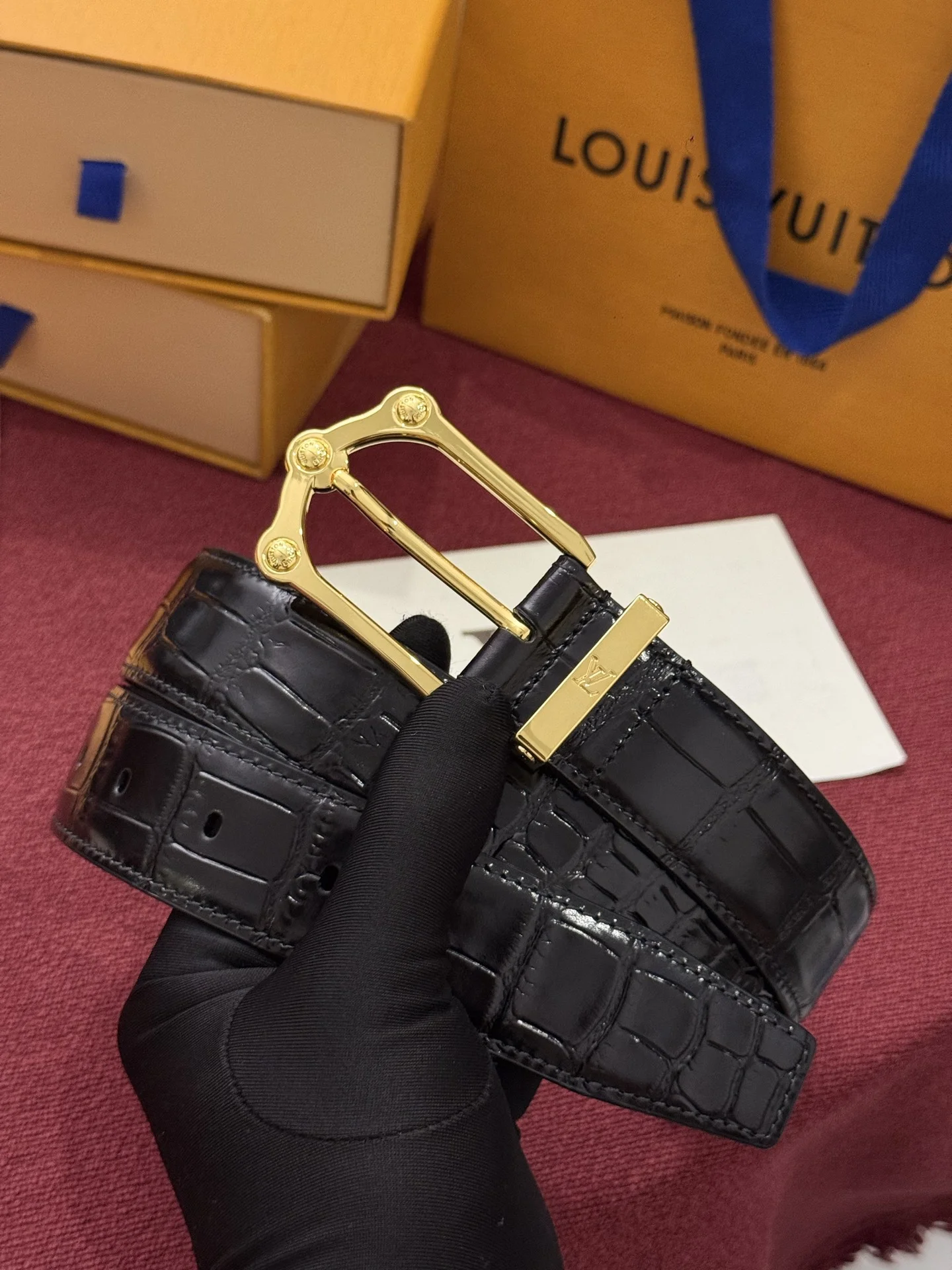 LV Belts Crocodile Embossed Leather A70202608050145 - Image 5