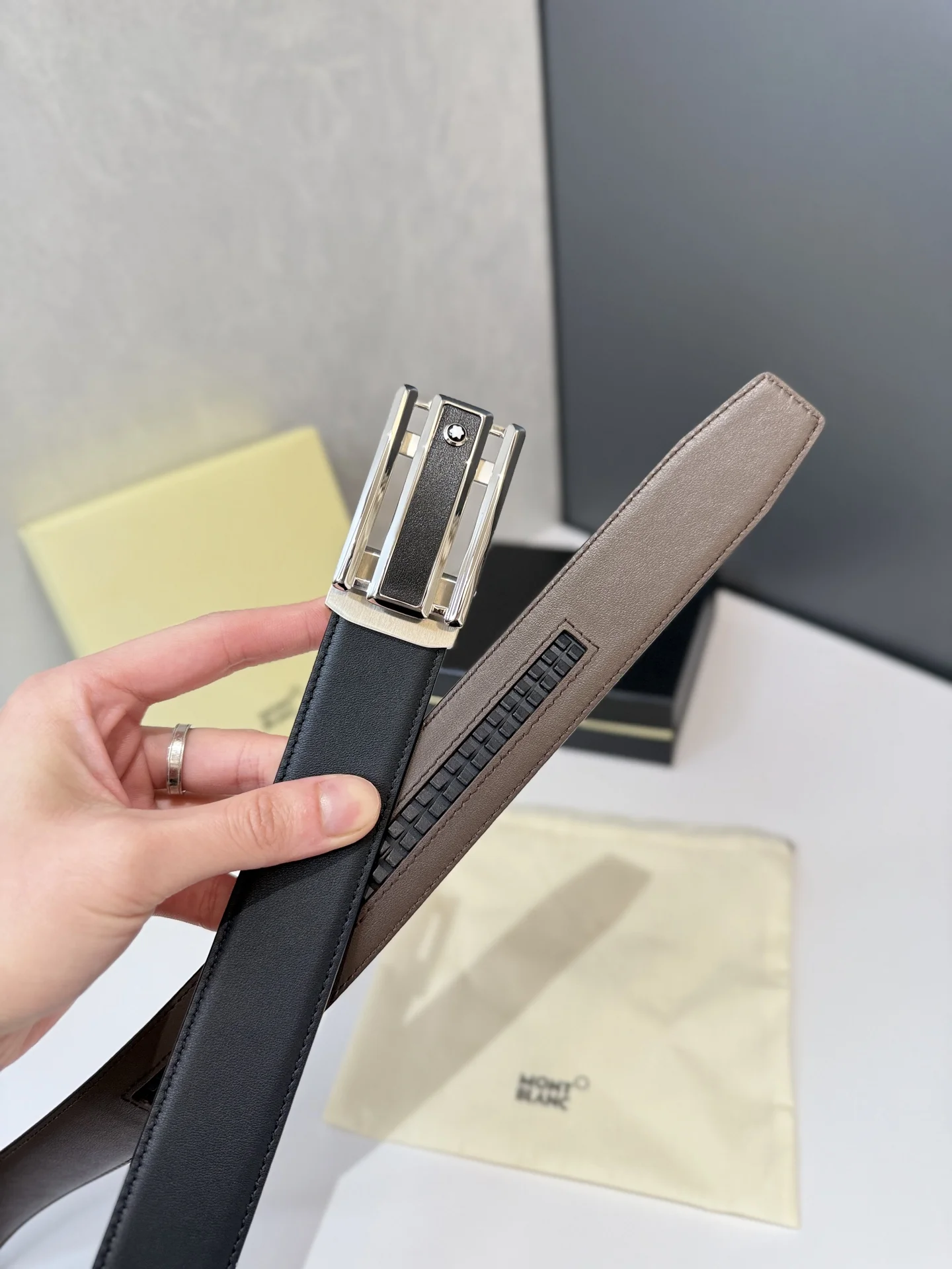 MONTBLANC Belts Leather & Steel 3.5cm Width A70202608050669 - Image 3