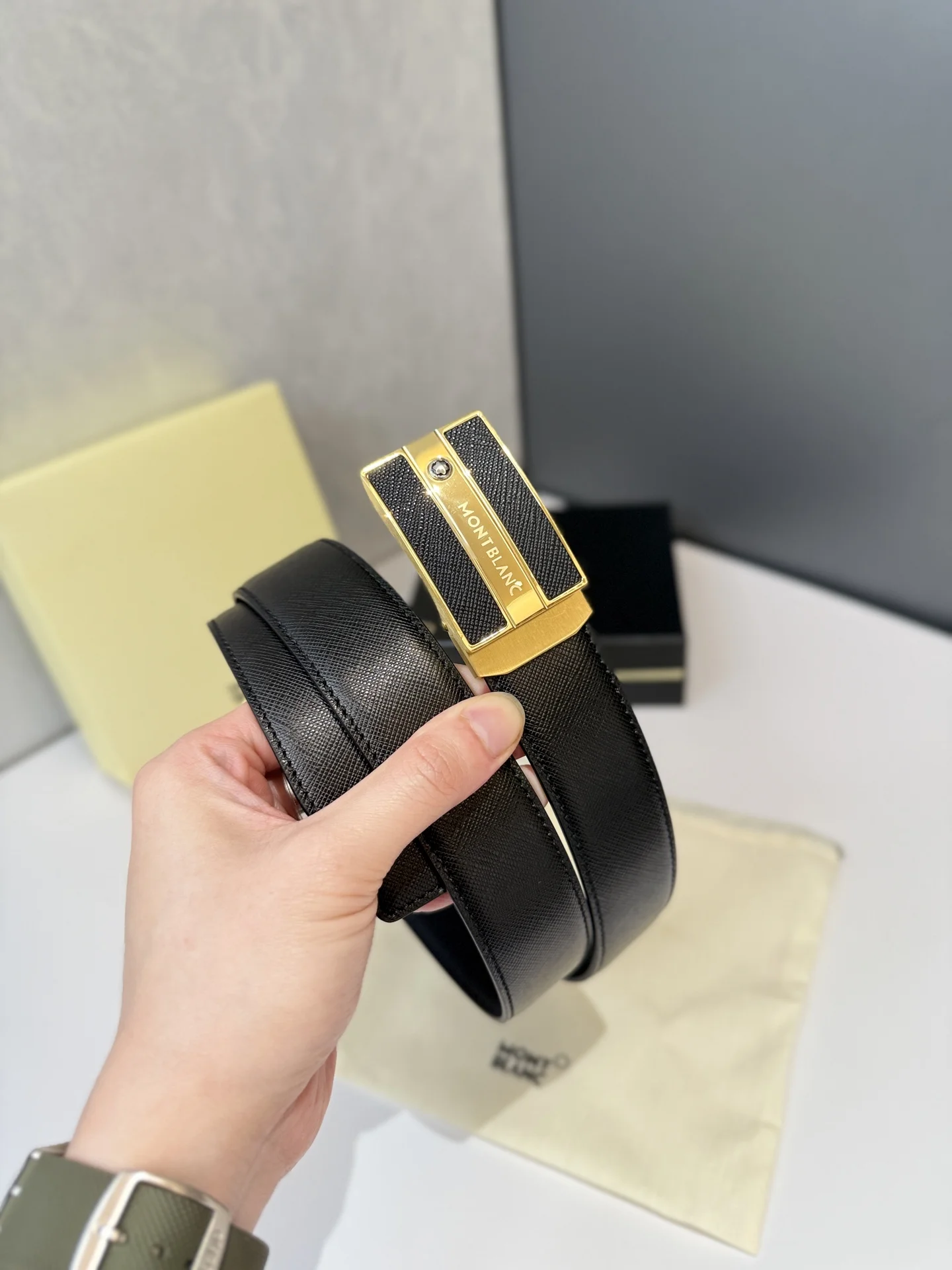 MONTBLANC Belts Leather Steel One Size 3.5cm Width A70202608050670 - Image 2